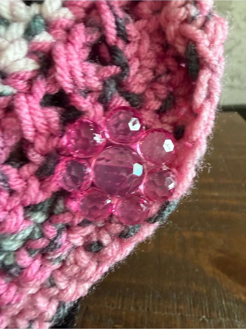 Handcrafted Pink & Gray Crochet Cowl NWOT